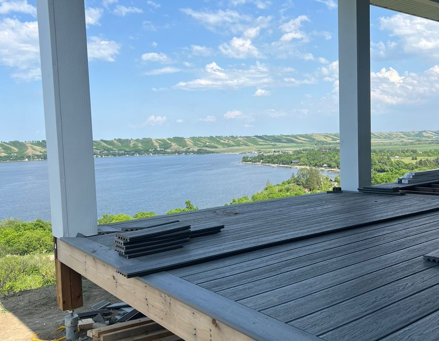 Finished deck with black railing