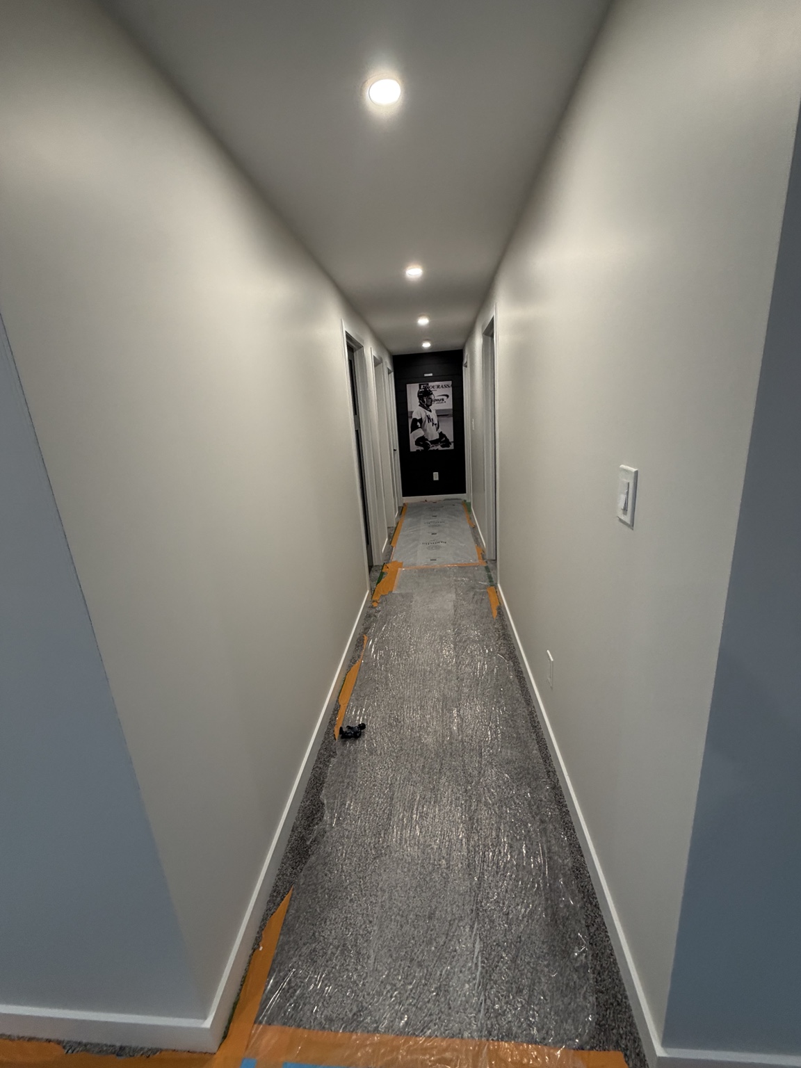 Basement hallway during finishing